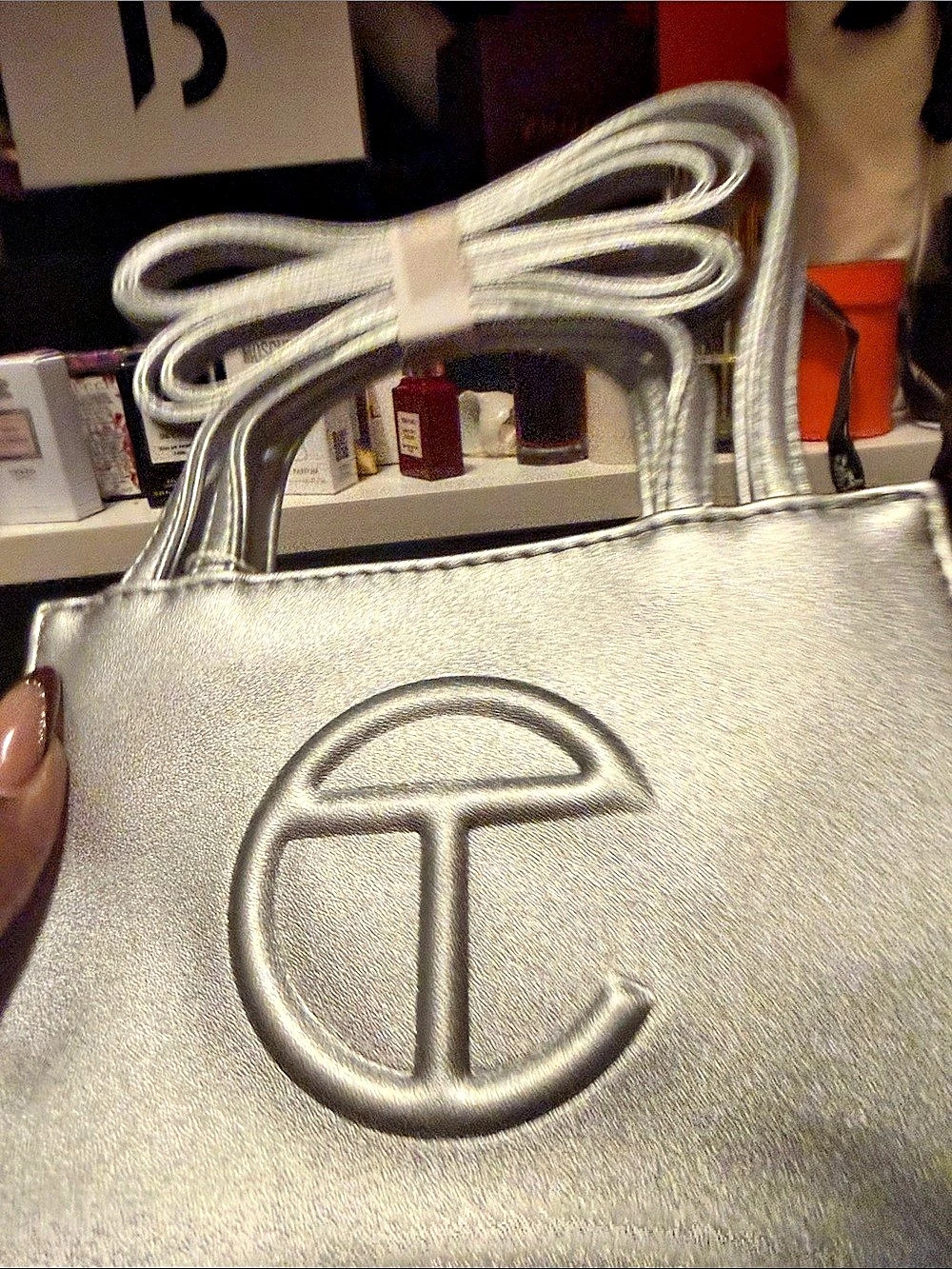 Telfar Small Silver Shopping Bag Metallic Tote NWT